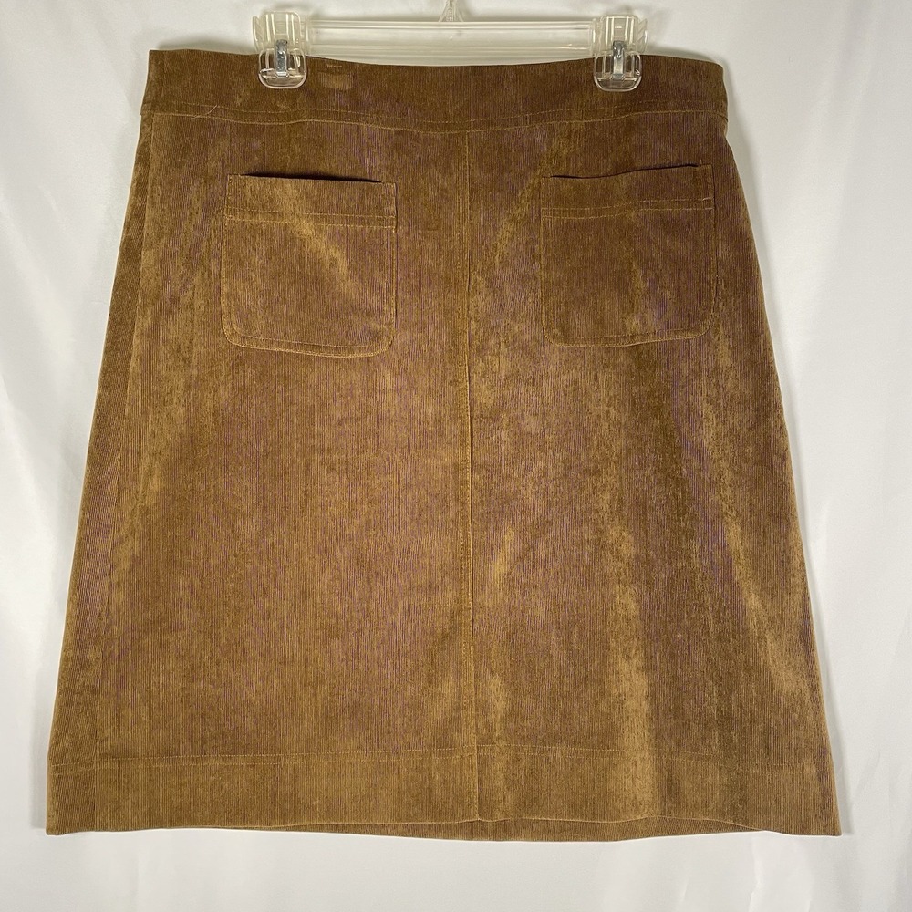 Zac & Rachel Women's Corduroy Skirt size 12 Brown Pockets Stretch